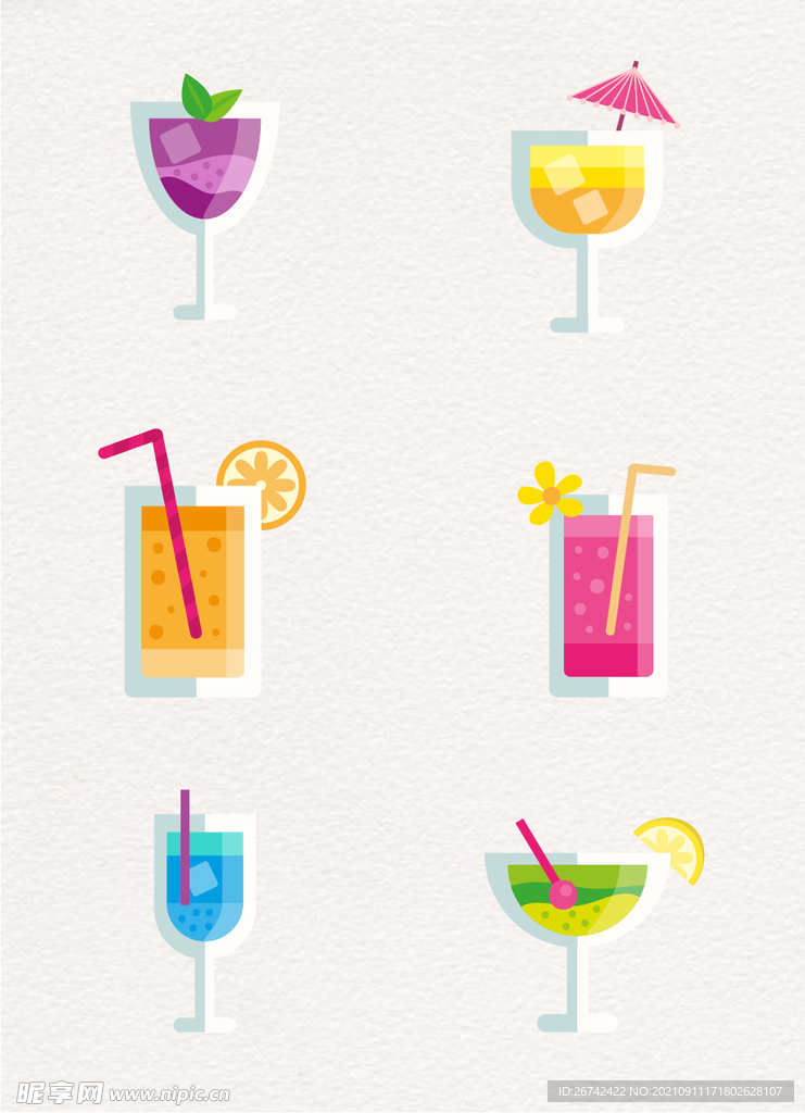 扁平化饮料鸡尾酒