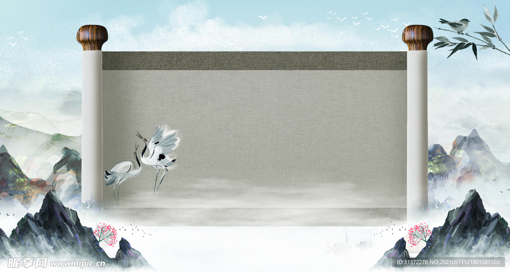 古风卷轴背景图片