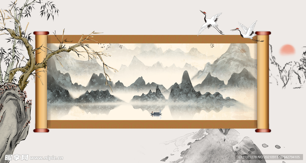 古风卷轴背景图片