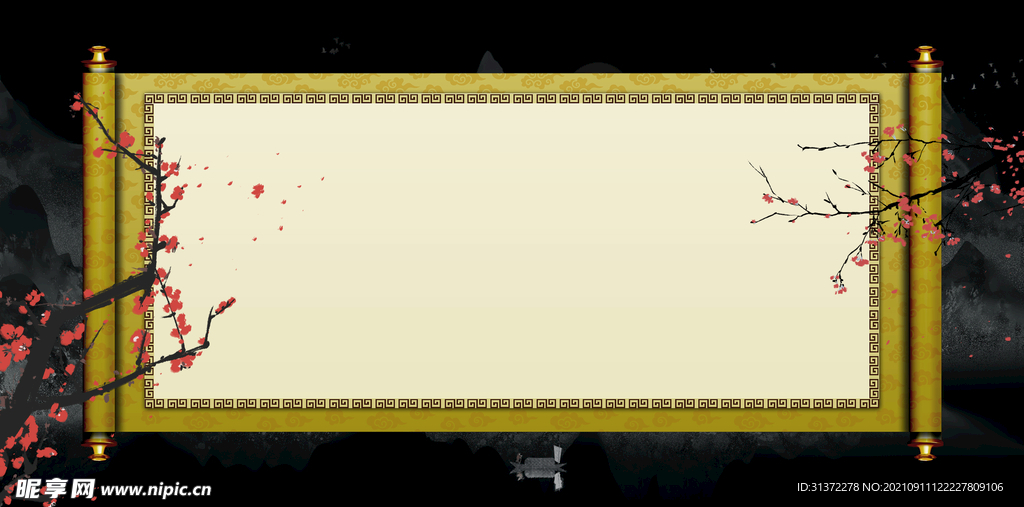 古风卷轴背景图片 