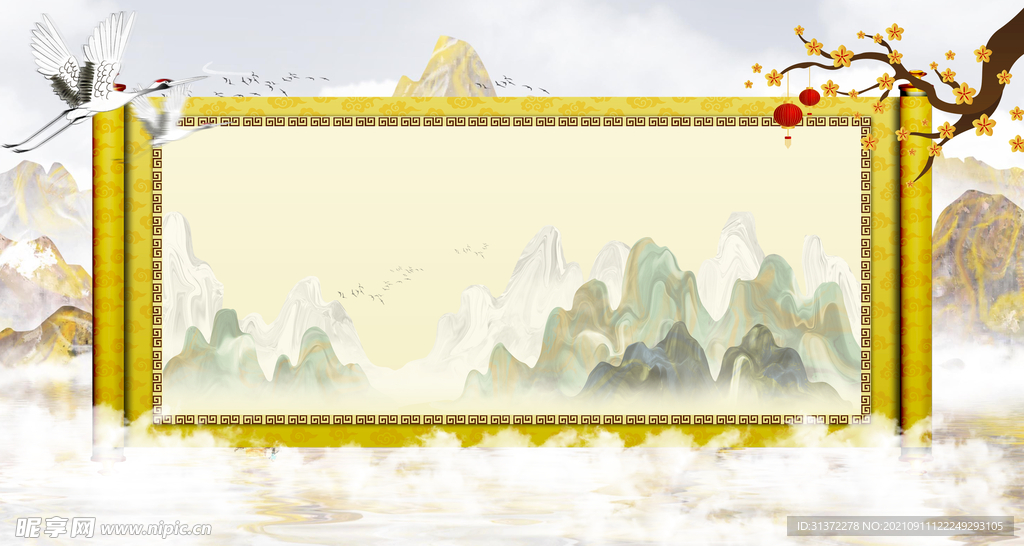 古风卷轴背景图片 