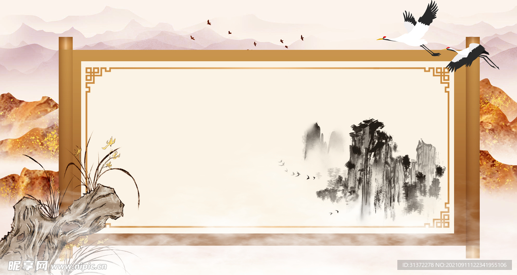 古风卷轴背景图片 