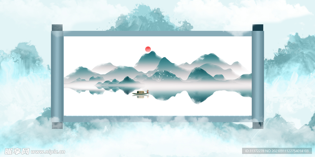 古风卷轴背景图片 