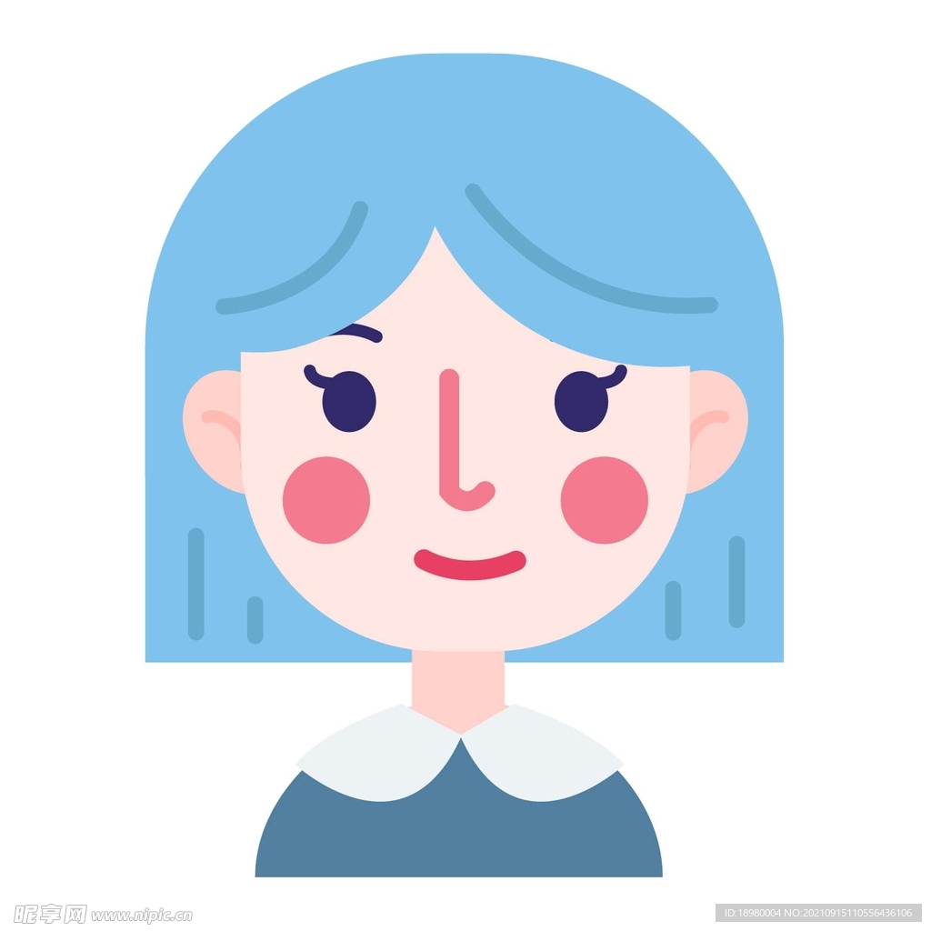 矢量卡通短发少女