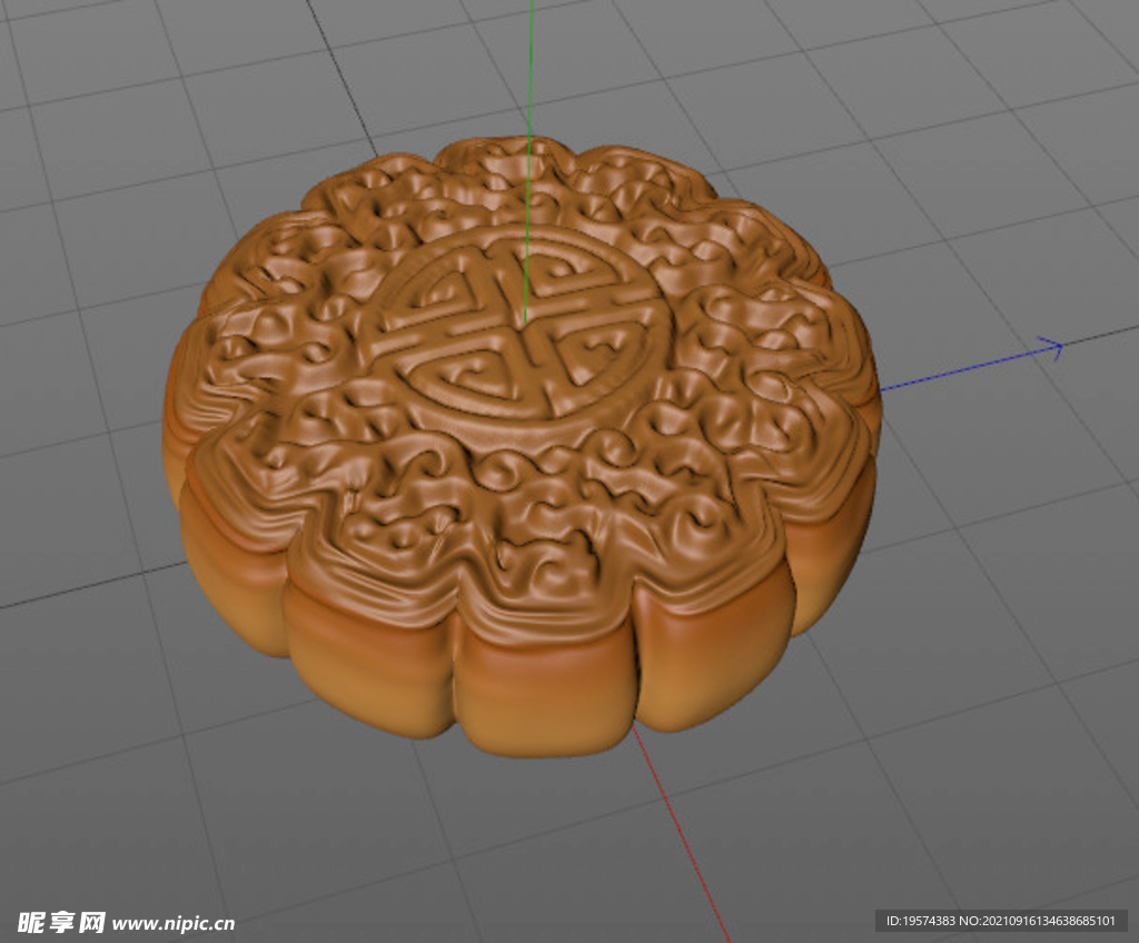 C4D模型中秋月饼