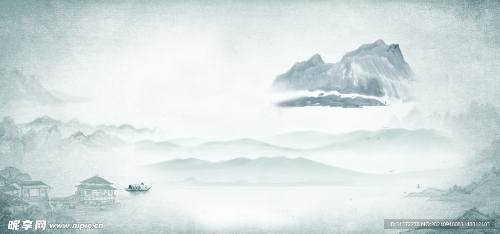    手绘古风插画背景图片