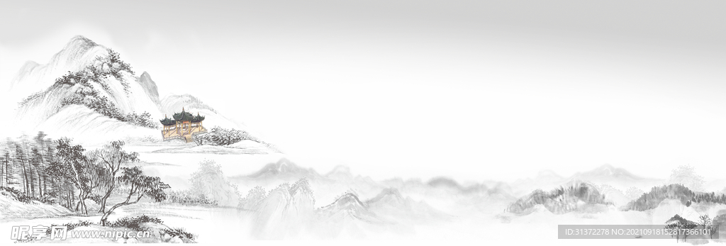  手绘古风插画背景图片