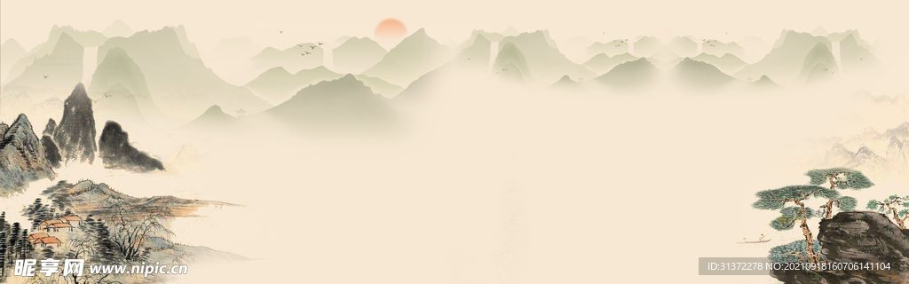  手绘古风插画背景图片