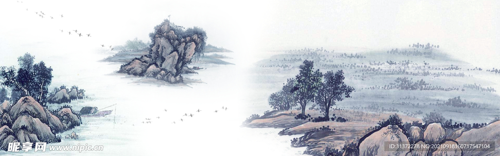   手绘古风插画背景图片