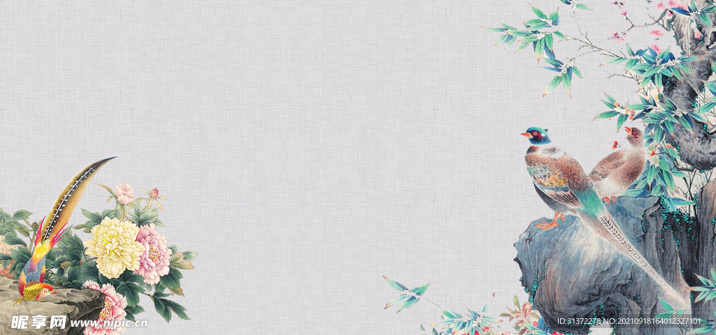   手绘古风插画背景图片