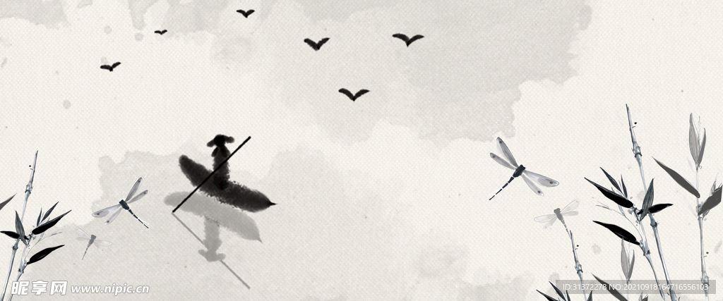  手绘古风插画背景图片