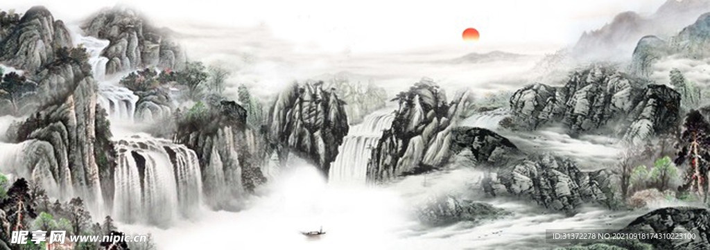   手绘古风插画背景图片