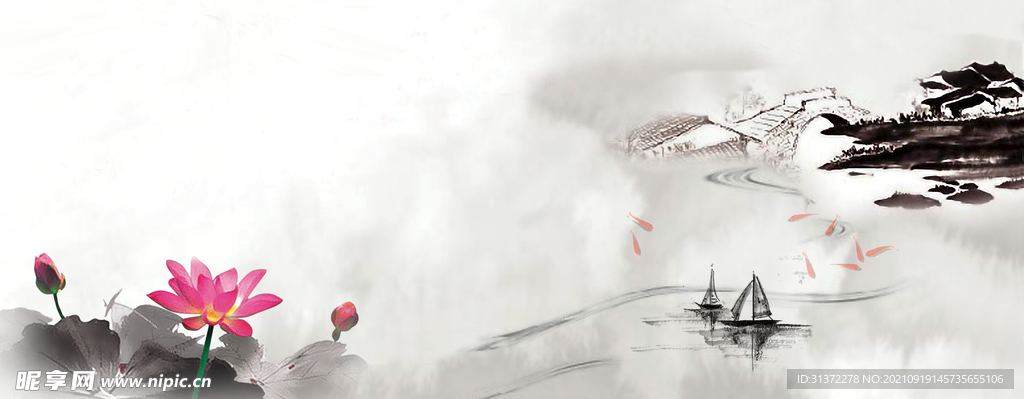  手绘古风插画背景图片