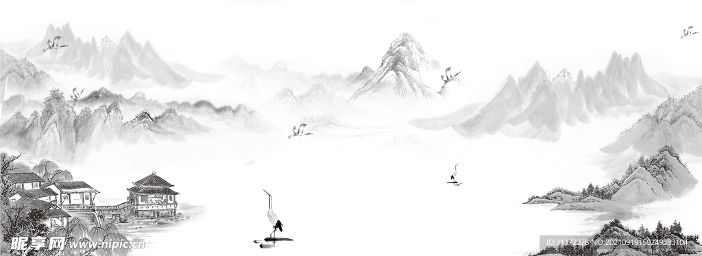  手绘古风插画背景图片