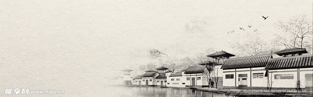  手绘古风插画背景图片