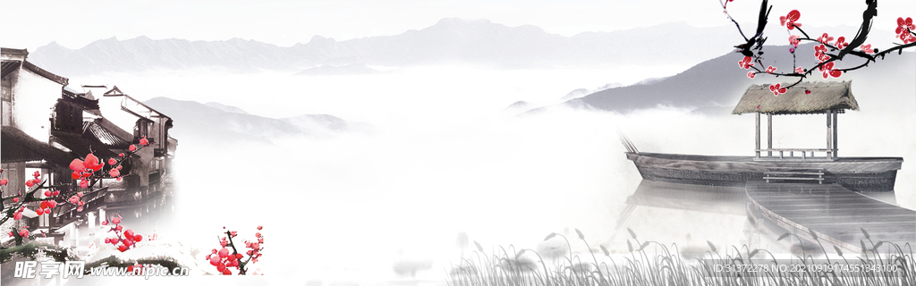  手绘古风插画背景图片