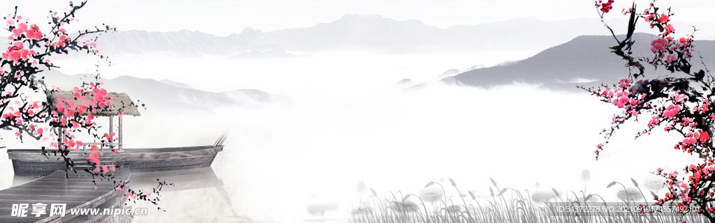   手绘古风插画背景图片