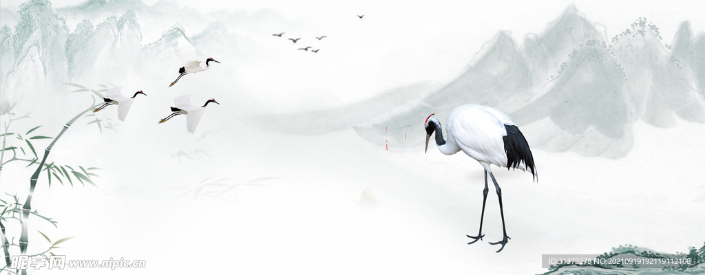  手绘古风插画背景图片