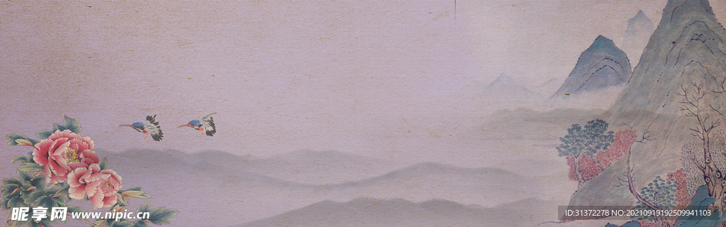  手绘古风插画背景图片