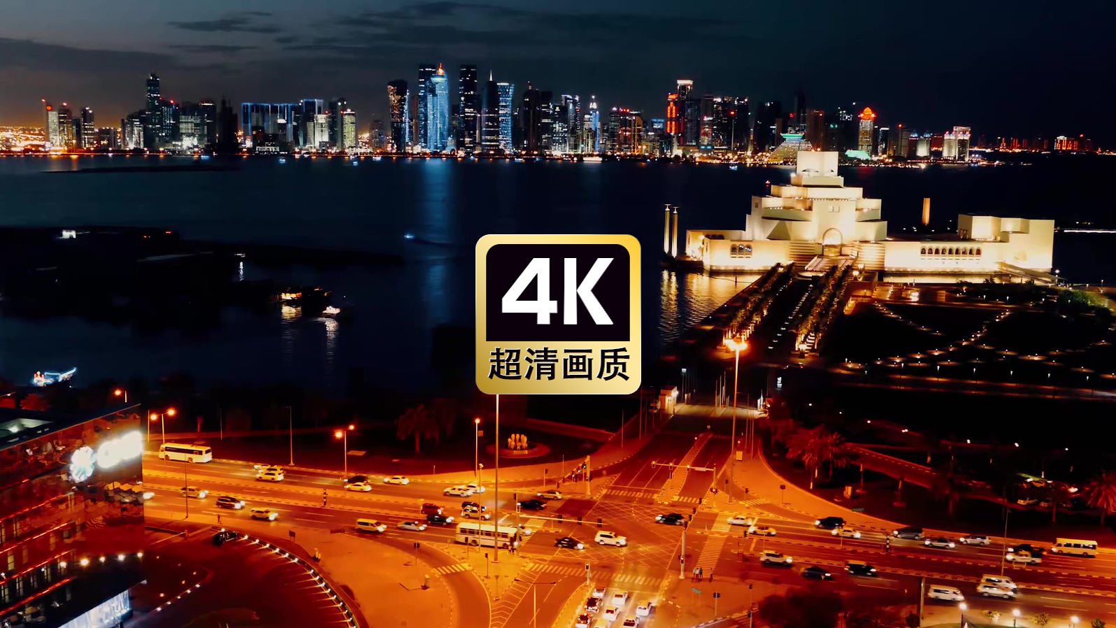 航拍城市建筑群夜景