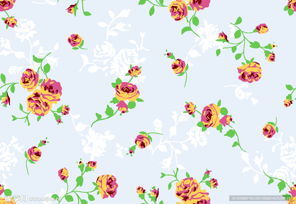 手绘花卉印花图案