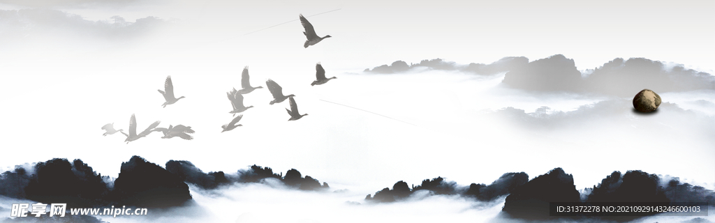  手绘古风插画背景图片 