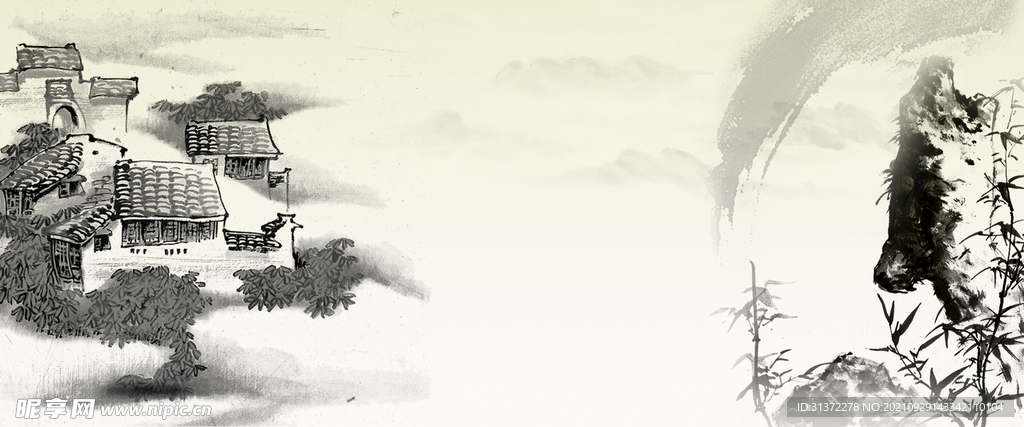 手绘古风插画背景图片 