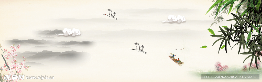 手绘古风插画背景图片 