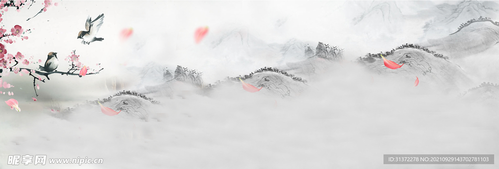  手绘古风插画背景图片 