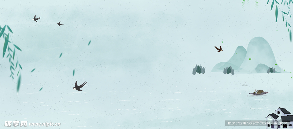  手绘古风插画背景图片 