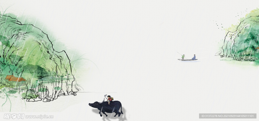  手绘古风插画背景图片 