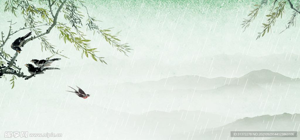  手绘古风插画背景图片 