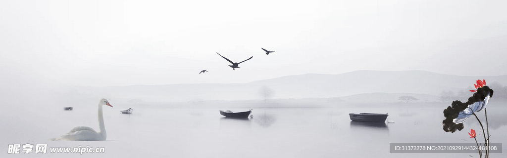  手绘古风插画背景图片 