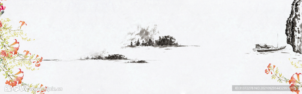 手绘古风插画背景图片 