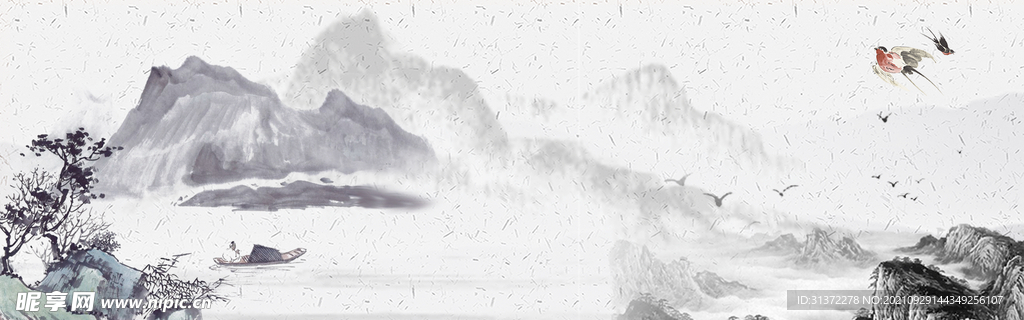  手绘古风插画背景图片 