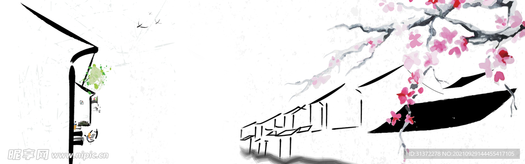  手绘古风插画背景图片 