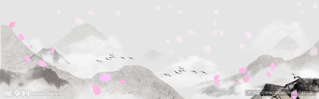 手绘古风插画背景图片