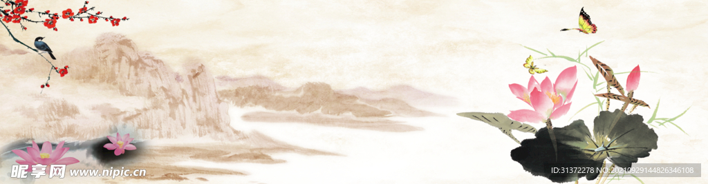 手绘古风插画背景图片