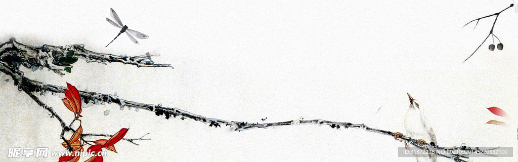 手绘古风插画背景图片 