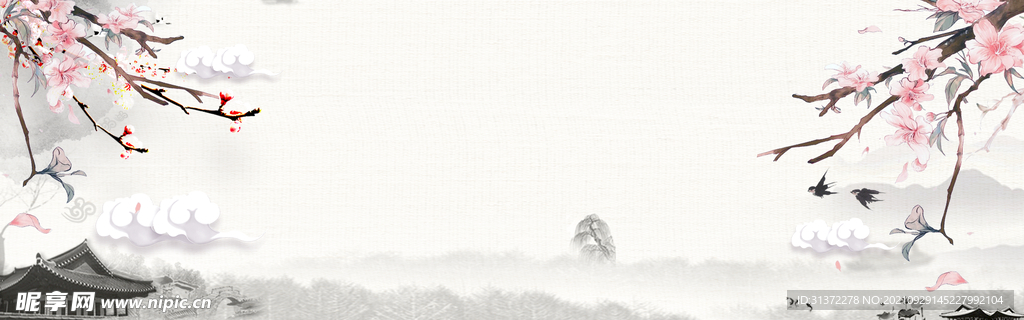 手绘古风插画背景图片 