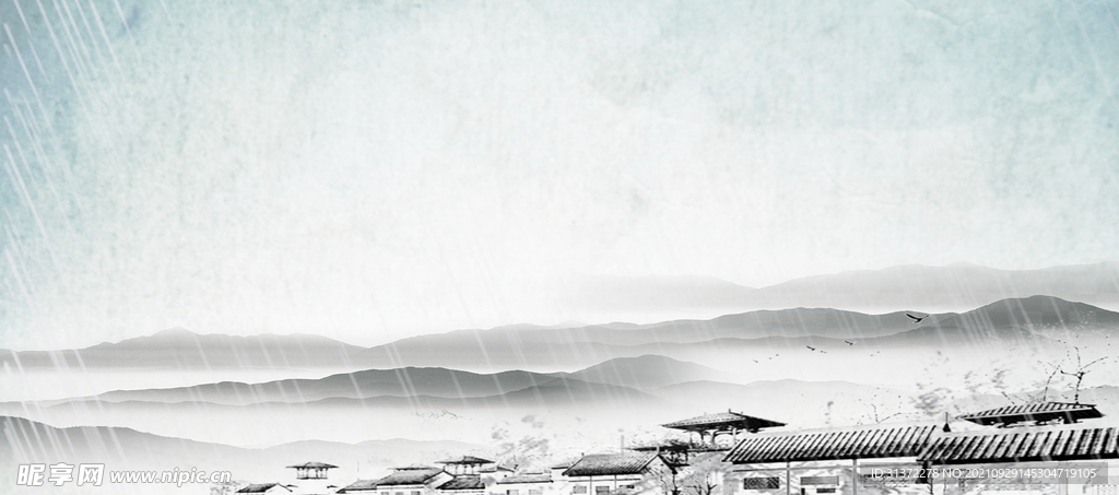 手绘古风插画背景图片 