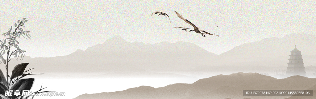   手绘古风插画背景图片 