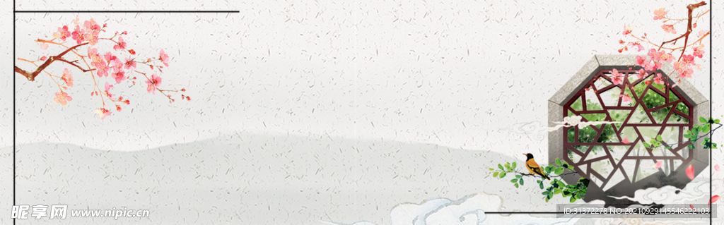   手绘古风插画背景图片 