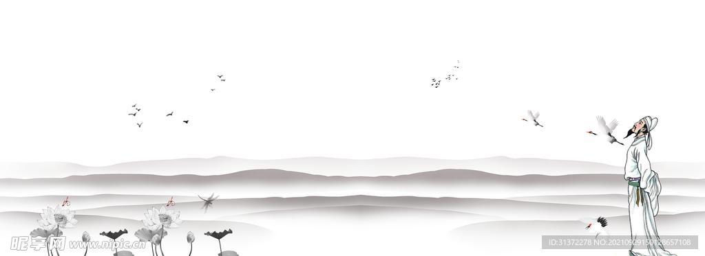  手绘古风插画背景图片 