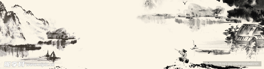  手绘古风插画背景图片 