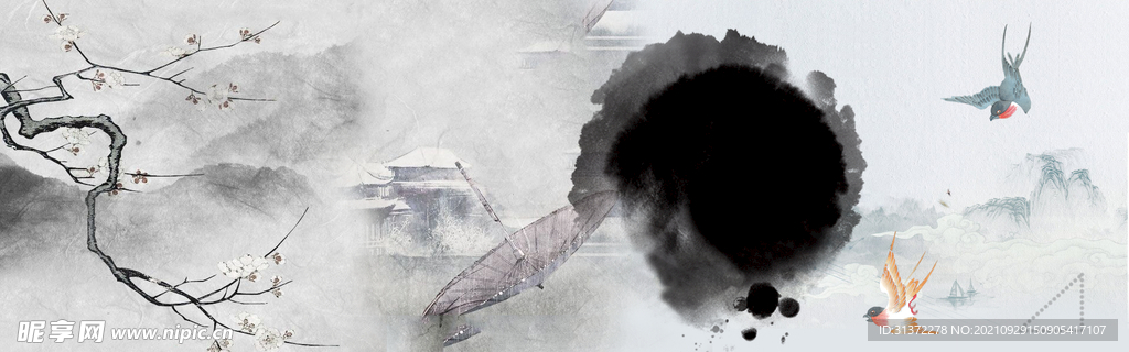  手绘古风插画背景图片