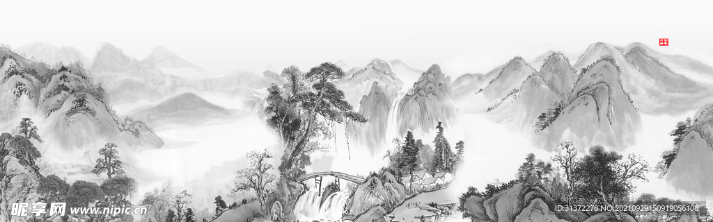  手绘古风插画背景图片 