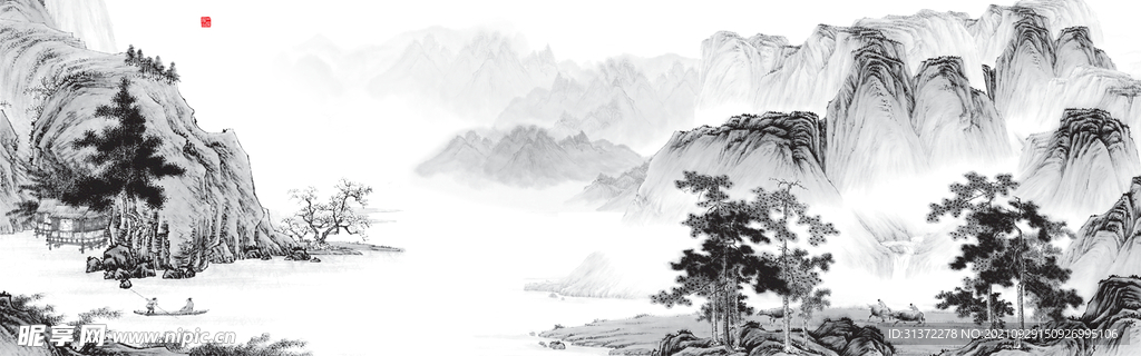  手绘古风插画背景图片 