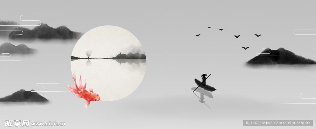 手绘古风插画背景图片 