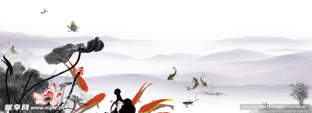 手绘古风插画背景图片 